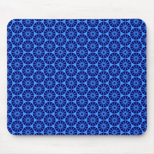 Star Wheel Pattern - Navy Blue op Blue 3399FF Muismat (Voorkant)