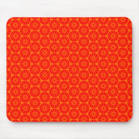 Star Wheel Pattern - Rood op Oranje Muismat (Voorkant)