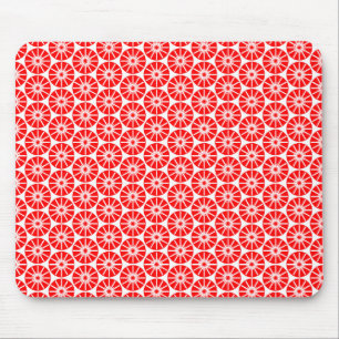 Star Wheel Pattern - Rood op Wit Muismat