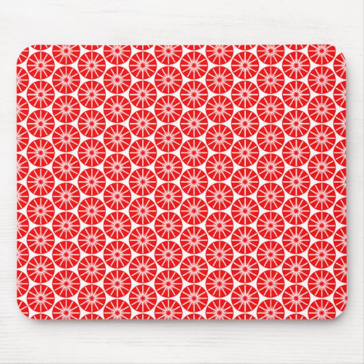 Star Wheel Pattern - Rood op Wit Muismat (Voorkant)