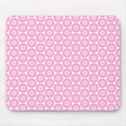 Star Wheel Pattern - Roze op White Muismat (Voorkant)