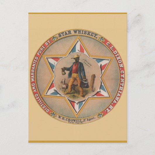 Star Whiskey Distilled en zuiver Briefkaart (Voorkant)