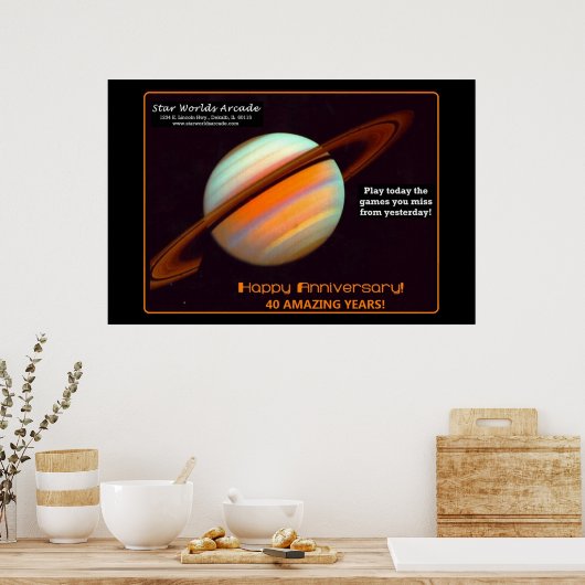 Star Worlds Arcade 40e Jubileum Retro Poster (Keuken)