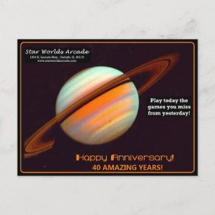 Star Worlds Arcade 40e verjaardag Retro Briefkaart