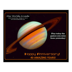 Star Worlds Arcade 40e verjaardag Retro Perfect Poster
