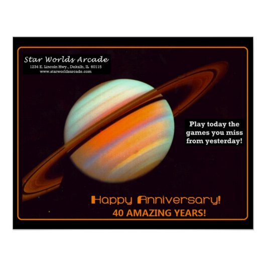 Star Worlds Arcade 40e verjaardag Retro Perfect Poster (Voorkant)