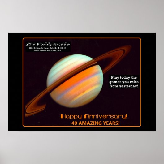 Star Worlds Arcade 40e verjaardag Retro Poster (Voorkant)