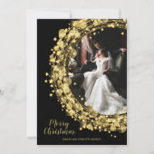 Star Wreater op zwarte kerstfoto Feestdagenkaart (Voorkant)