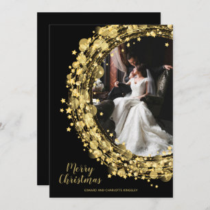 Star Wreater op zwarte kerstfoto Feestdagenkaart