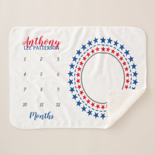 Star Wreath Baby Milestone Photo Sherpa Blanket Deken