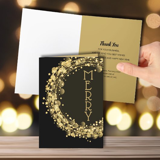 Star Wreath Black Merry Christmas Business Feestdagen Kaart