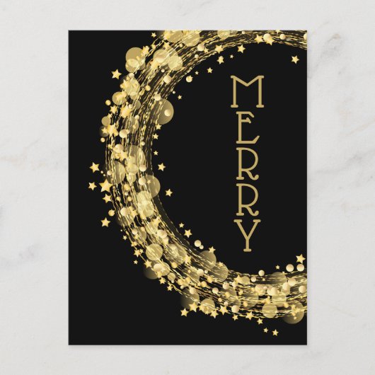 Star Wreath op zwarte kerst Feestdagenkaart (Voorkant)
