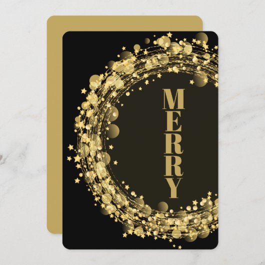 Star Wreath op zwarte kerst Feestdagenkaart (Voorkant / Achterkant)