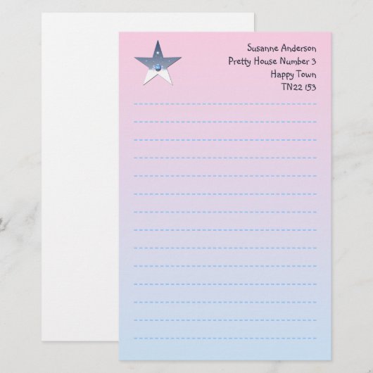 Star Writing Paper for Children Briefpapier (Voorkant / Achterkant)