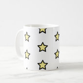 Star Yellow Pastel Pattern Koffiemok (Voorkant links)