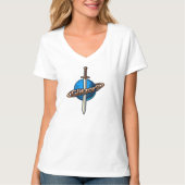 Starblade Embleem – Glitzor9 Dames V-hals T-shirt (Voorkant)