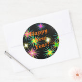 Starblast Nieuwjaar Zwart Ronde Sticker (Envelop)