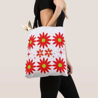 Starbloom Grid – Festive Bloemige Tote Bag