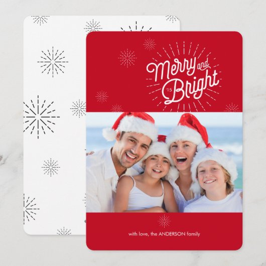 Starburst 1 Foto Red Holiday Card Feestdagenkaart (Voorkant / Achterkant)