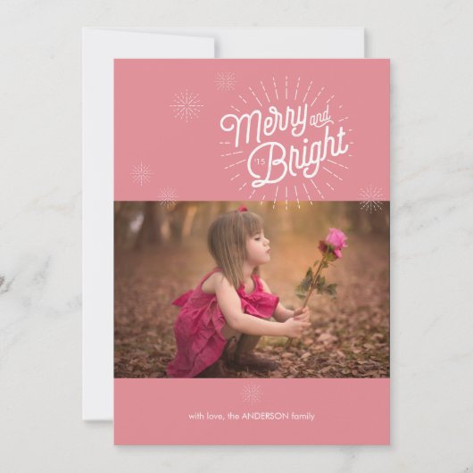 Starburst 1 Foto Roze Kerstkaart (Voorkant)