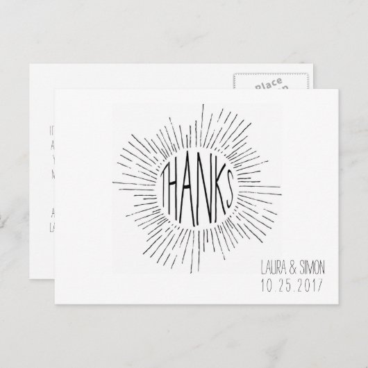 Starburst Aangepaste bruiloft Dank u Briefkaart (Voorkant / Achterkant)