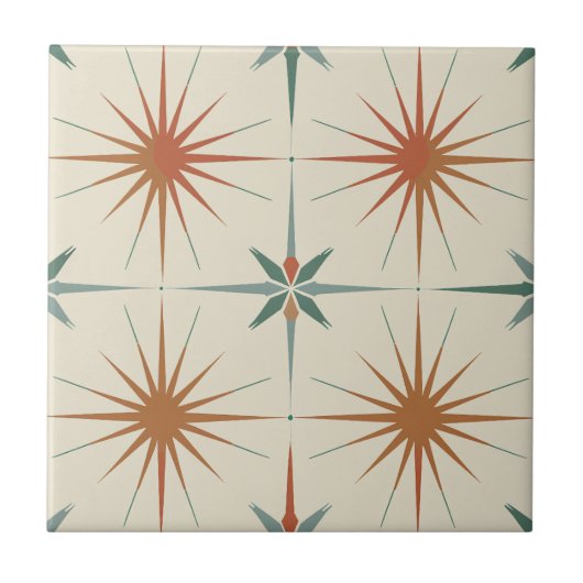 Starburst Blauwgroen Sinaasappel Bruin Tegeltje (Voorkant)