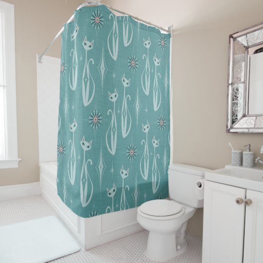 Starburst Diamond Cats Douchegordijn (In situ)