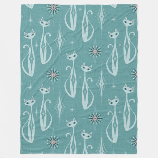 Starburst Diamond Cats on Blue Fleece Deken (Voorkant)