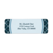 Starburst en Lines Mid Century Pattern Blue Etiket (Voorkant)