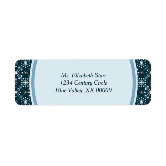 Starburst en Lines Mid Century Pattern Blue Etiket (Voorkant)