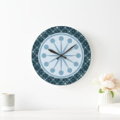 Starburst en Lines Mid Century Pattern Blue Grote Klok (Huis)