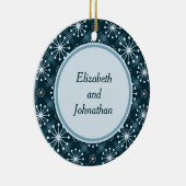 Starburst en Lines Mid Century Pattern Blue Keramisch Ornament (Rechts)