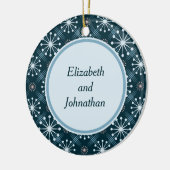 Starburst en Lines Mid Century Pattern Blue Keramisch Ornament (Links)