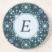 Starburst en Lines Mid Century Pattern Blue Zandsteen Onderzetter (Voorkant)