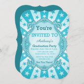 Starburst en Stippen Bright Aqua Blue Green Kaart (Voorkant / Achterkant)