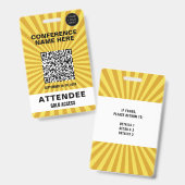 Starburst Gele Conventie Event Badge (Voor- en achterkant)