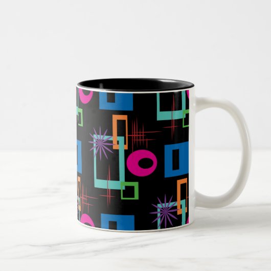 Starburst Geometric Multicolored Pattern Tweekleurige Koffiemok (Rechts)