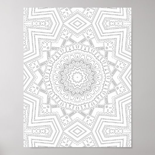 Starburst Geometry Coloring Page Art Design Poster (Voorkant)