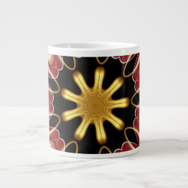 Starburst Jumbo | Diep karmozijn & goud luxe abstr Grote Koffiekop