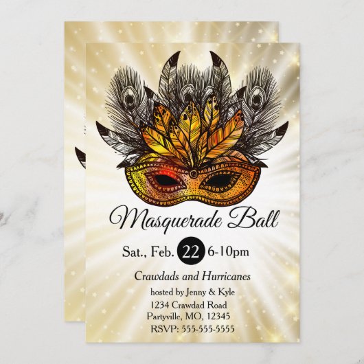 Starburst Masquerade Party Masker Kaart (Voorkant / Achterkant)