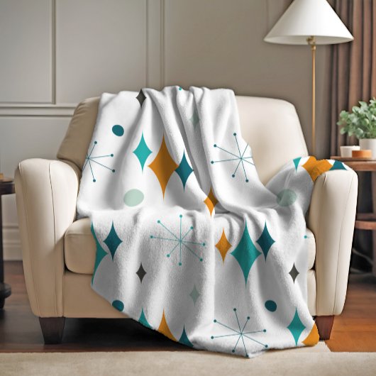 Starburst Mid Century Modern Patroon Fleece Deken