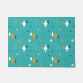 Starburst Mid Century Modern Patroon in Blauwgroen Deurmat (Voorkant)