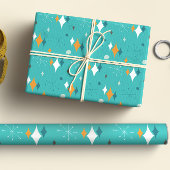 Starburst Mid Century Modern Patroon in Blauwgroen Inpakpapier Vel