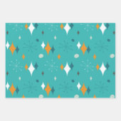 Starburst Mid Century Modern Patroon in Blauwgroen Inpakpapier Vel (Voorkant)
