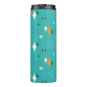 Starburst Mid Century Modern Patroon in Blauwgroen Thermosbeker (Achterkant)