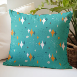 Starburst Mid Century Modern patroon in turquoise Kussen