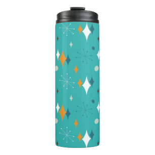 Starburst Mid Century Modern patroon in turquoise Thermosbeker