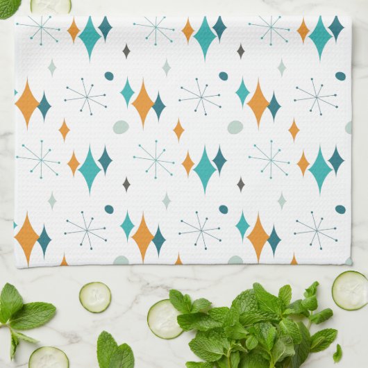 Starburst Mid Century Modern patroon Theedoek (Gevouwen)