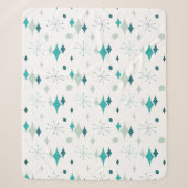 Starburst Mid Century Modern Patroon Turquoise Aqu Sherpa Deken (Voorkant)