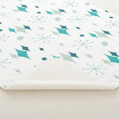Starburst Mid Century Modern Patroon Turquoise Aqu Sherpa Deken (3/4)